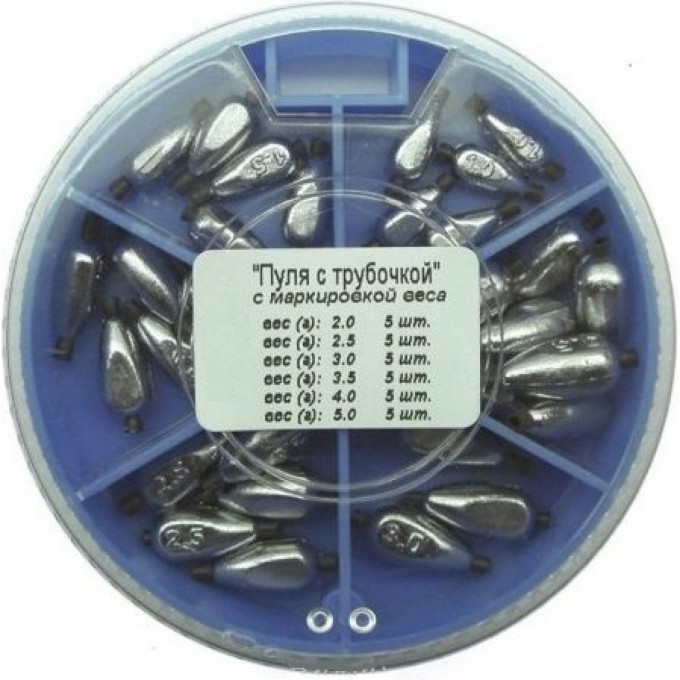 Грузила SALMO ПУЛЯ с трубочкой 6 секций 2,0-5,0г 85 набор 8527-085