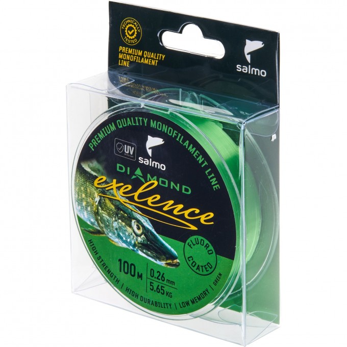 Леска монофильная SALMO DIAMOND EXELENCE FLUORO COATED Green 100/026 4031-026