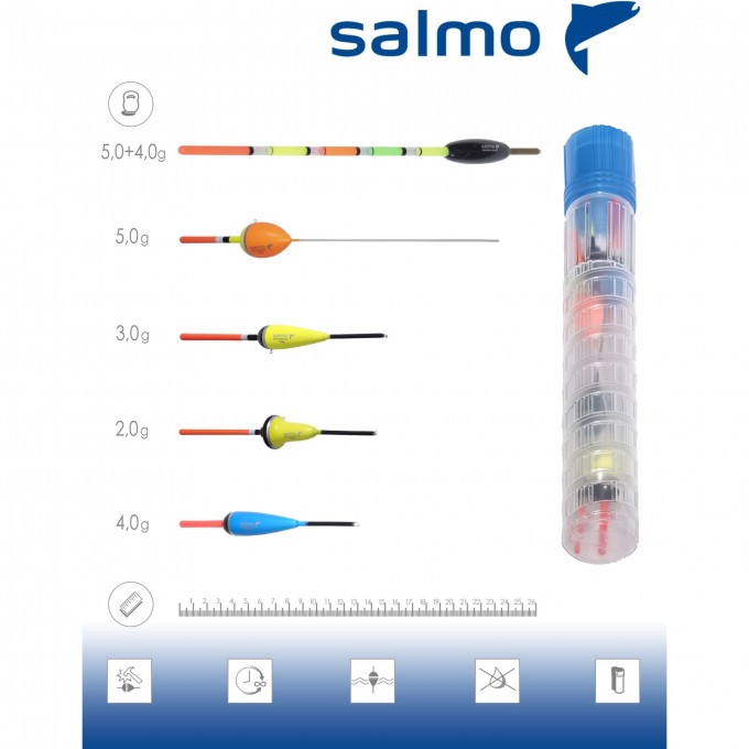 Поплавки SALMO БЕРИ И ЛОВИ в тубусе, 5 шт. 9600GOFISHING-SET