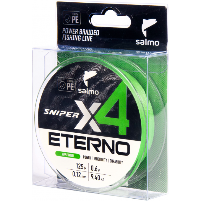 Шнур плетёный SALMO SNIPER х4 ETERNO BRAID Apple Green 125/012 4932-012