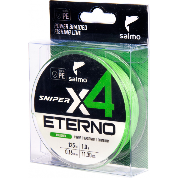 Шнур плетёный SALMO SNIPER х4 ETERNO BRAID Apple Green 125/016 4932-016